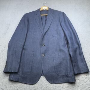 Peter Millar Sport Coat Mens Medium Blue Linen Soft Unstructured Blazer Jacket